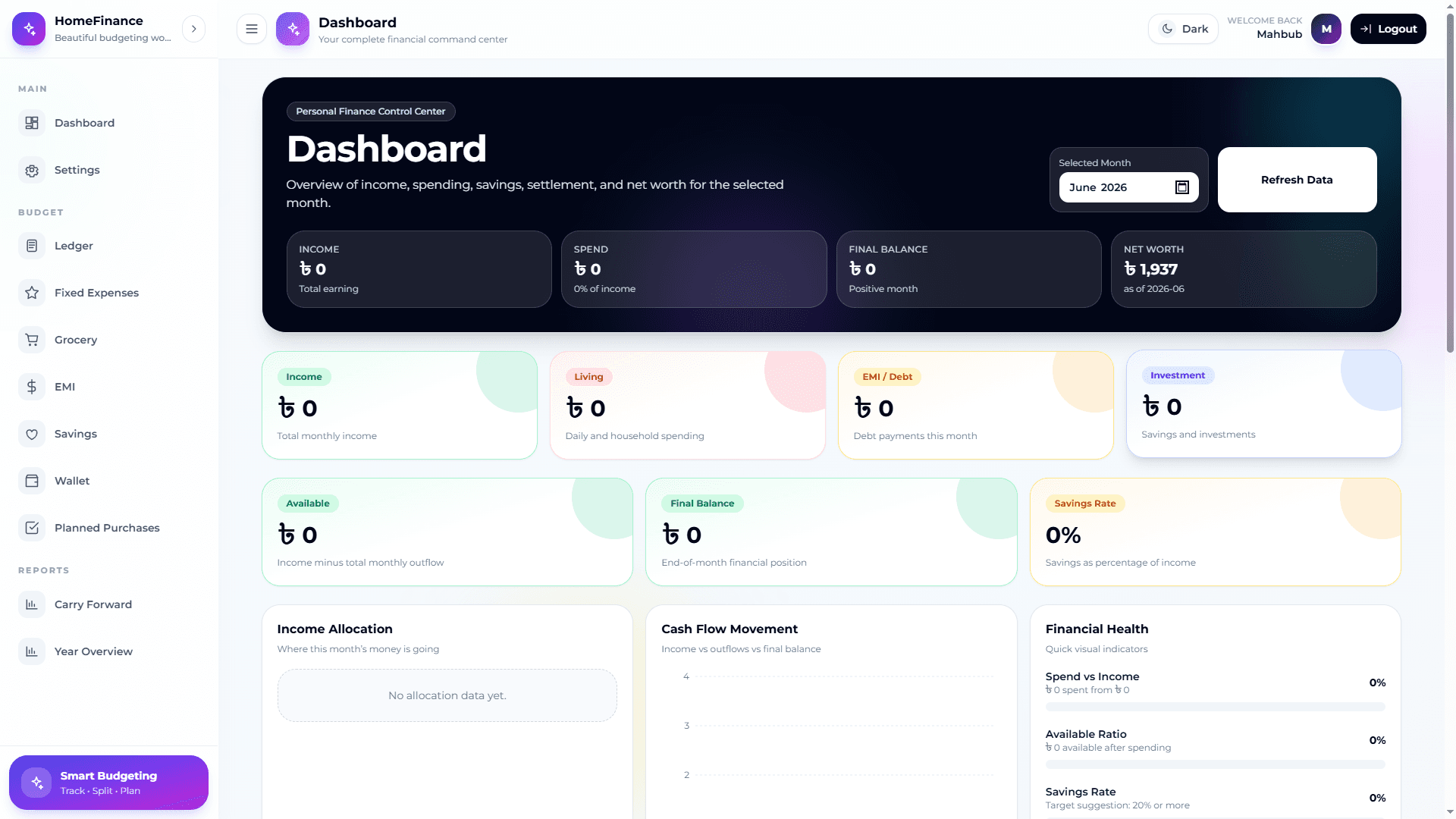 HomeFinance Finance Management screenshot